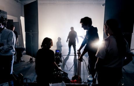 independent film production in st louis silhouetted crew in studio