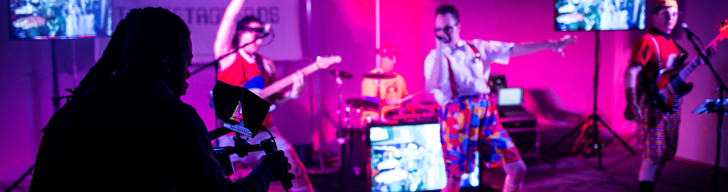 band singing in studio